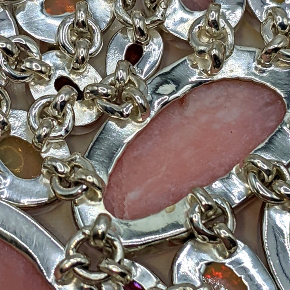 Pink Opal, Ethiopian Opal, Rhodolite Multi-Gemstone Necklace - Picture 9 of 16